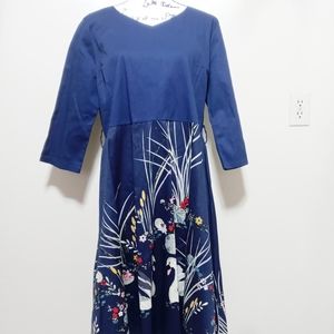 IHot Fit & Flare Swan Art Plus Size Midi Dress 4XL